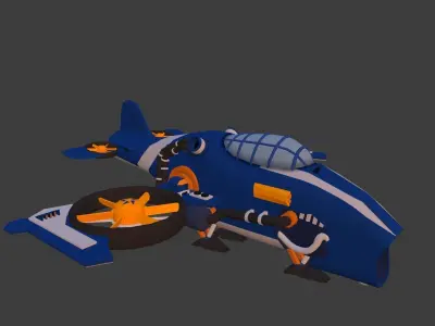 Cartoon low-poly airplane Low-poly 3D model purchase