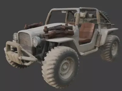 Tactical Green Sand Buggy 3D Model Low-poly 3D model