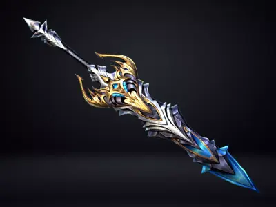 Futuristic Sword Low-poly 3D model 2