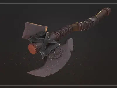 Stylized Axe Low-poly 3D model 6