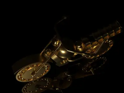 3d bike model golden motorcycle 3D model