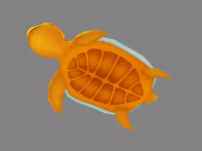 Cartoon Green Turtle Low-poly 3D model