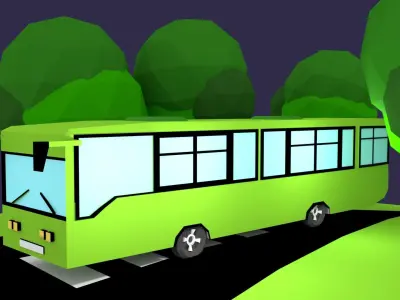 Cartoon Bus  Low-poly 3D model purchase