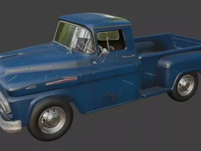 Old Scratched Pickup Truck 3D Model 3D model
