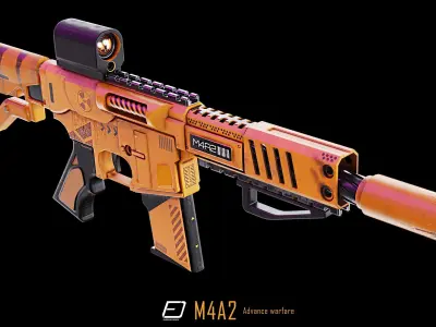 Modern M4A2 PBR Gun Low-poly 3D model