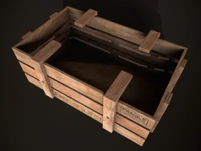 Wooden Crate-3 Low-poly 3D model