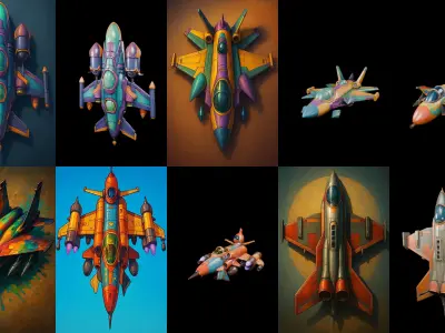 AirCraft bundle 2 pack 100 glb Low-poly 3D model