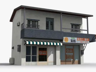 Japanese House x21 Low-poly 3D model