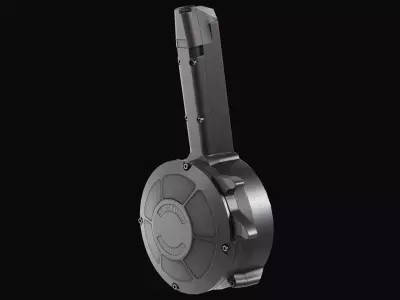 KCI 9mm 50-Round Drum Magazine Low-poly 3D model