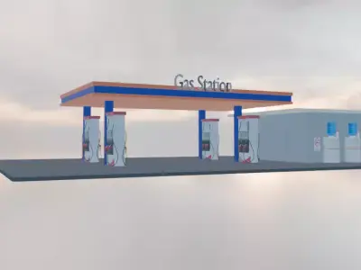 Gas Station  Low-poly 3D model purchase