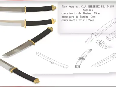 Tanto Knife inspired on HERBERTZ 440 Nr144115 3D print model