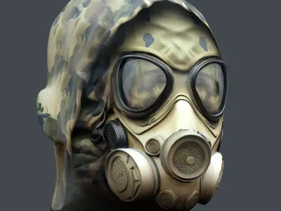 Gas mask helmet 3d model military combat Low-poly 3D model Low-poly 3D model purchase