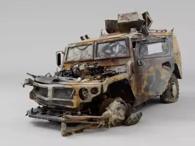 Tigr Tiger infantry mobility vehicle destroyed by Ukrainian army 3D model