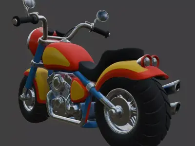 Cartoon Red Motorcycle 3D Model 3D model shop
