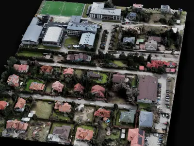 town sector diorama terrain drone scan Low-poly 3D model