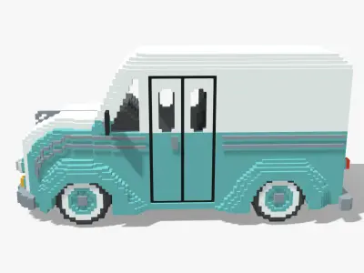 Voxel DivCo Milk Truck Low-poly 3D model