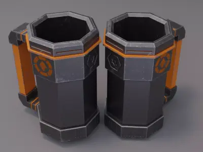 Sci-Fi Mug Low-poly 3D model