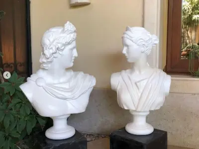 Artemis Diana and Apollo Bust Greek Statues  3D Model Pack