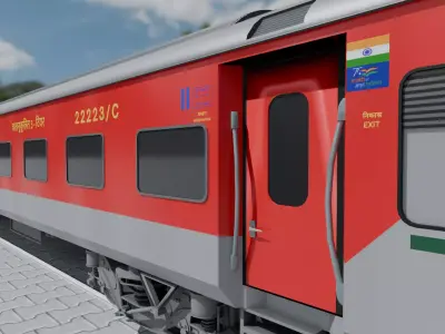 Realistic LHB TIER 3RD AC COACH of Indian Railways No interiors 3D model