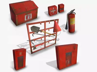 Fire Equipment Pack Low-poly 3D model