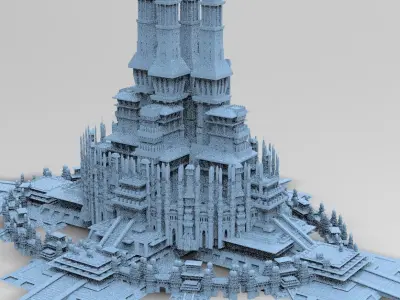 Ancient City Stone Temple city 3D model