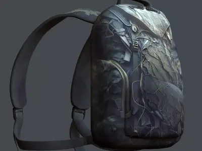 Backpack military combat Black baggage Low-poly Low-poly 3D model 8