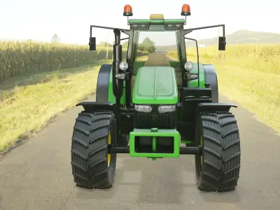 Modern Heavy Agriculture Tractor Low-poly 3D model