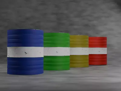 Set of clean barrels Low-poly 3D model