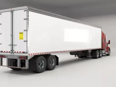Generic Semi Truck Sleeper Cab and Refrigerated US Trailer Low-poly 3D model