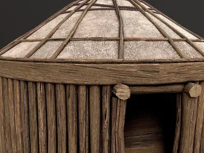 Traditional Yurt Nomads Tent with Interior 6 Low Poly PBR Low-poly 3D model