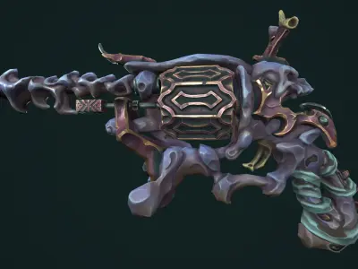Stylized undead revolver Low-poly 3D model