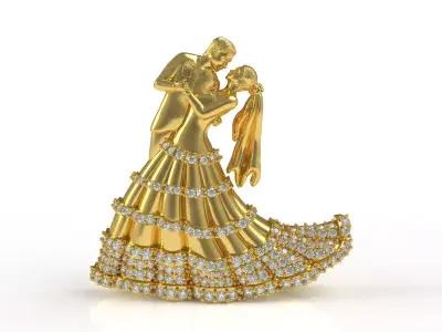 Cute Couple Diamond Pendant 3D print model