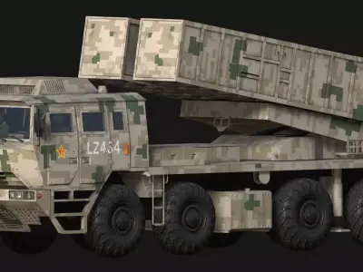 China PHL-191 rocket artillery Low-poly 3D model