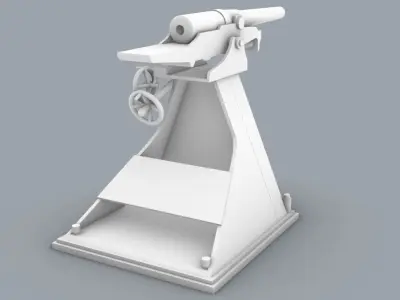 Skoda Naval Gun Low-poly 3D model