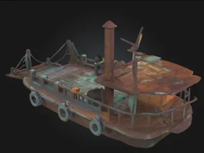 Rustic Riverboat  Drift Through Timeless Waters 3D model