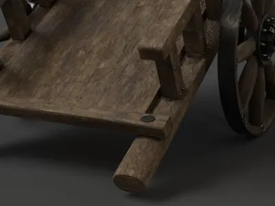 Medieval wooden cart Project 3d Model with PBR texture 3D model