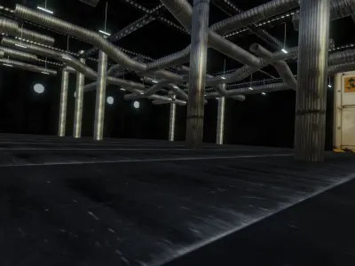 Factory room with pipes in it Low-poly 3D model