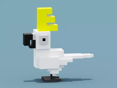 Voxel Cockatoo Low-poly 3D model