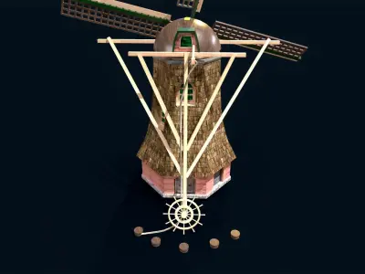 Holland Wind turbines Low-poly 3D model