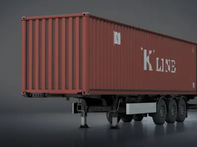 Semi-Trailer Container Low-poly 3D model