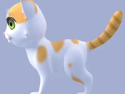 Cartoon Cat Low-poly 3D model get