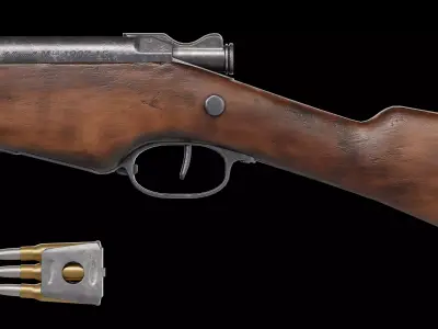 Berthier Model 1892 carbine bolt rifle Low-poly 3D model