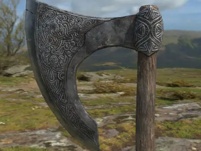 Viking Axe Low-poly 3D model 30