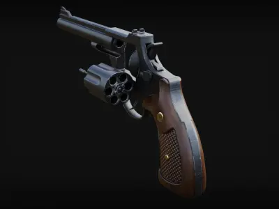 Revolver Gun Low-poly 3D model buy