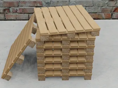 Pallet Wood Realistic Low-poly 3D model
