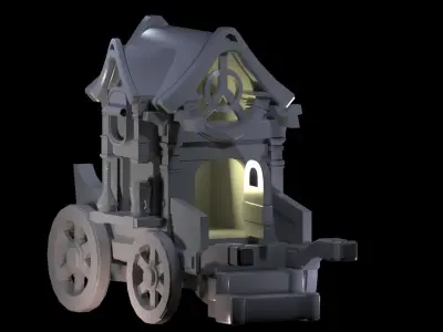 Stylized Carriage Low-poly 3D model