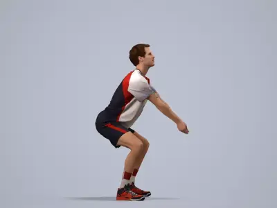 00560Jason003 - Adult Caucasian man crouching during exercise 3D model