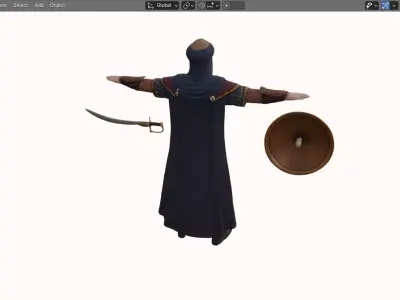 Realistic Arabian Desert Warrior 3D Model  Rigged  Game Ready Low-poly 3D model buy
