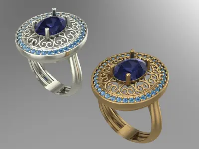 Oval shape gold ring 3D print model
