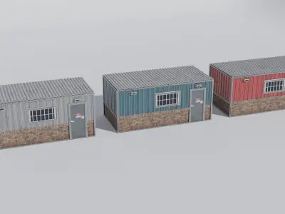 Small Utility Building Set 4K and 2K Low-poly 3D model
